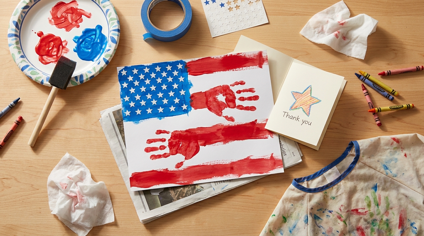 Veterans Day Handprint Flag Craft for Preschoolers