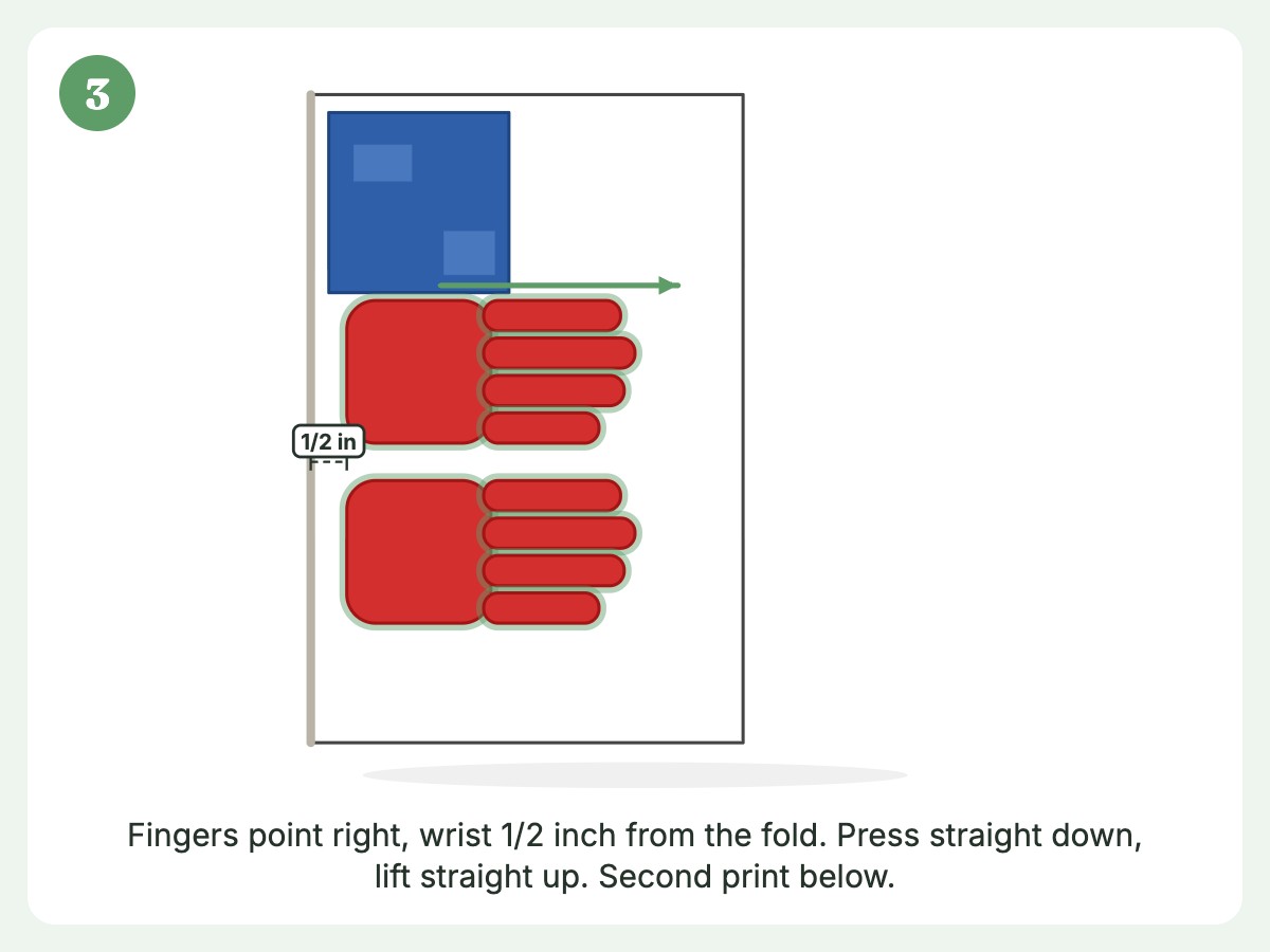 Step 3: Press the hand sideways for stripes