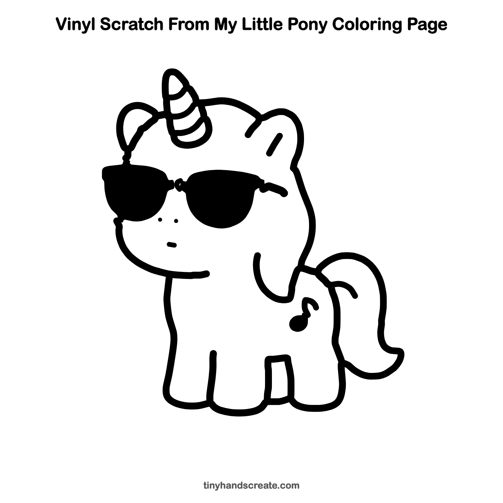 Free printable Vinyl Scratch from My Little Pony coloring page for kids
